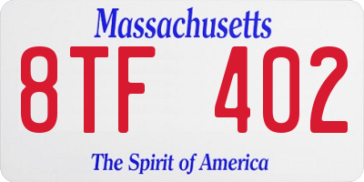 MA license plate 8TF402