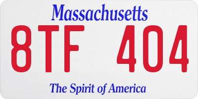 MA license plate 8TF404