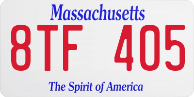 MA license plate 8TF405