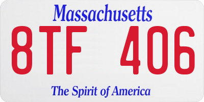 MA license plate 8TF406