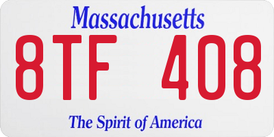 MA license plate 8TF408