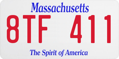 MA license plate 8TF411