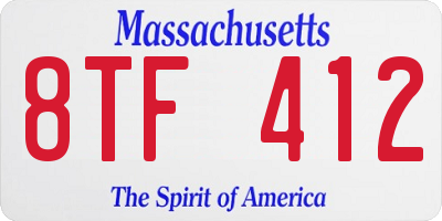 MA license plate 8TF412