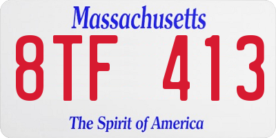 MA license plate 8TF413