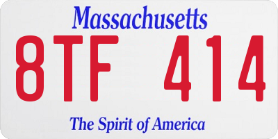 MA license plate 8TF414