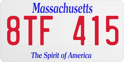 MA license plate 8TF415