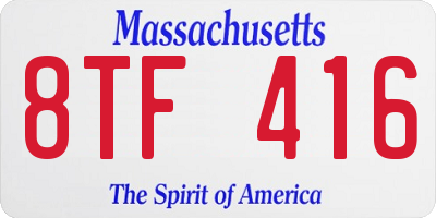 MA license plate 8TF416