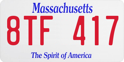 MA license plate 8TF417