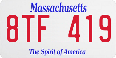 MA license plate 8TF419