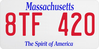 MA license plate 8TF420