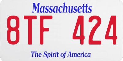 MA license plate 8TF424