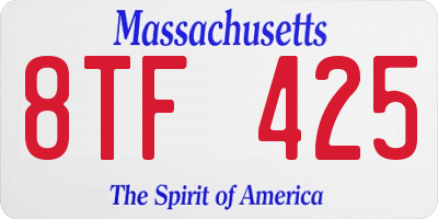 MA license plate 8TF425