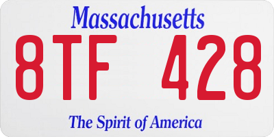 MA license plate 8TF428