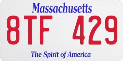MA license plate 8TF429