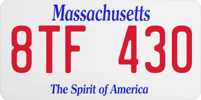 MA license plate 8TF430