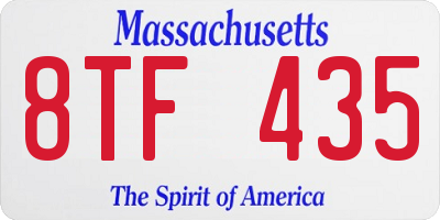 MA license plate 8TF435