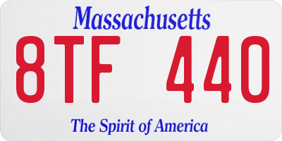 MA license plate 8TF440
