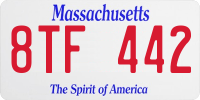MA license plate 8TF442