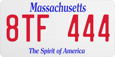 MA license plate 8TF444