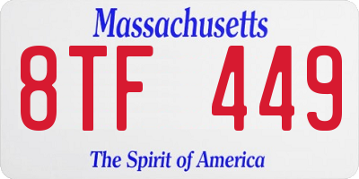 MA license plate 8TF449