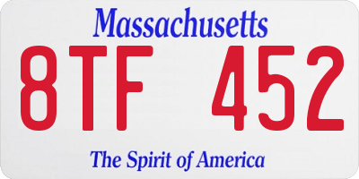 MA license plate 8TF452