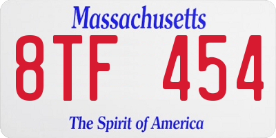 MA license plate 8TF454