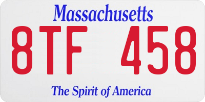 MA license plate 8TF458