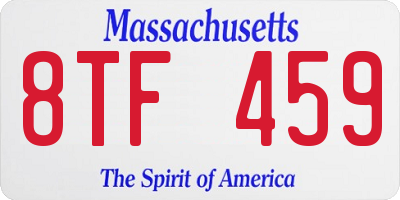 MA license plate 8TF459