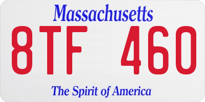 MA license plate 8TF460