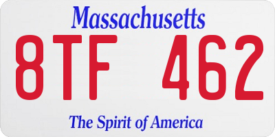 MA license plate 8TF462