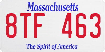 MA license plate 8TF463