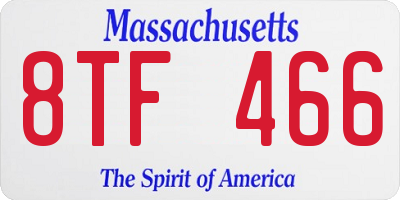 MA license plate 8TF466