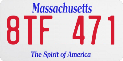 MA license plate 8TF471