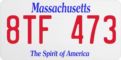 MA license plate 8TF473
