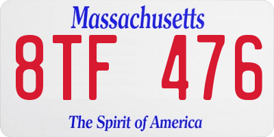 MA license plate 8TF476