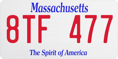MA license plate 8TF477