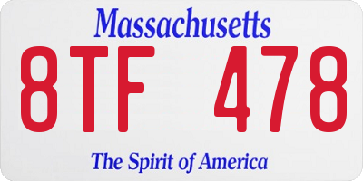 MA license plate 8TF478