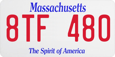 MA license plate 8TF480