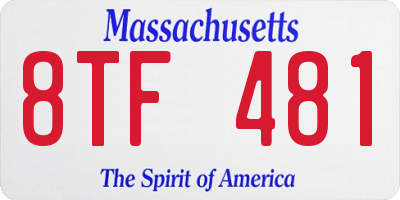 MA license plate 8TF481