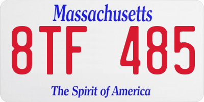 MA license plate 8TF485