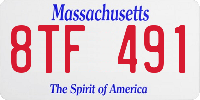 MA license plate 8TF491