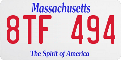 MA license plate 8TF494