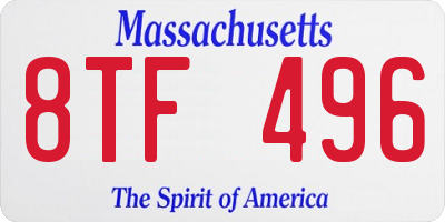 MA license plate 8TF496