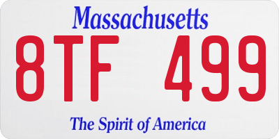 MA license plate 8TF499
