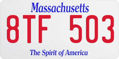 MA license plate 8TF503