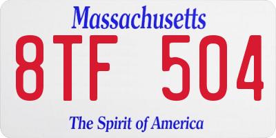 MA license plate 8TF504