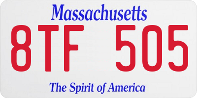 MA license plate 8TF505