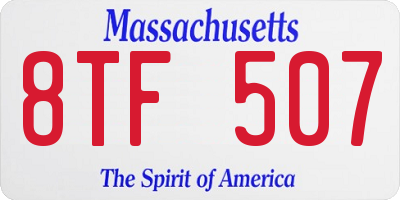 MA license plate 8TF507