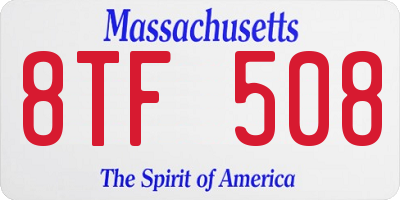 MA license plate 8TF508