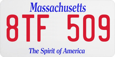 MA license plate 8TF509